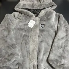 mezzo piano jrクマ耳フードファージャケット（ブローチ付き）