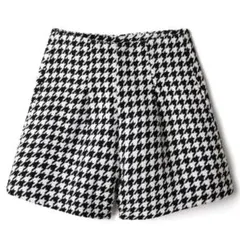 千鳥柄ハイウエストショートパンツ[ac2032] S ブラック