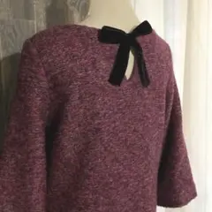 La TOTALITE 美品 ワンピース ツイード素材 バックリボン ボルドー