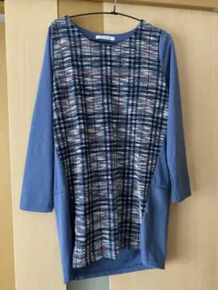 パステルマム チェック柄チュニック ネイビー フリーサイズ