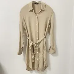 theory ロング チュニックシャツ ブラウス　ベージュ　シルク100%のサムネイル