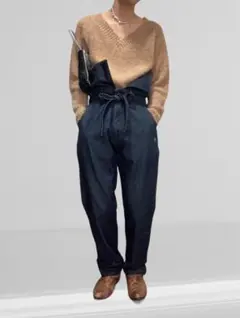 quolt クオルト ハイウエスト デニム パンツ 刺繍 青りんご