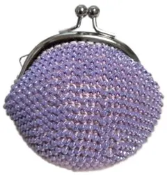 【ハンドメイド】薄紫ビーズがま口財布