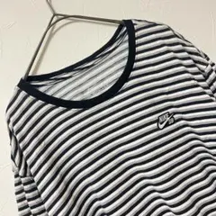 ナイキ ボーダー 半袖 Tシャツ クルーネック ビッグサイズ　黒 白【XL】