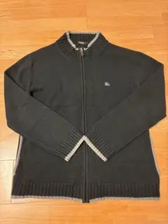 BURBERRY BLACK LABEL ニット ジップアップ ブラック L
