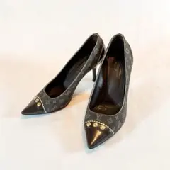 LOUIS VUITTON モノグラム パンプス 金具 37.5 ピンヒール