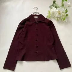 キャサリンロス ジャケット チャイナボタン 総柄 日本製 ボルドー 秋のサムネイル