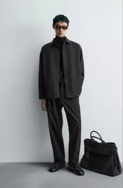 【新品未使用】ZARA オーバーサイズ シャツジャケット黒 ジャガード