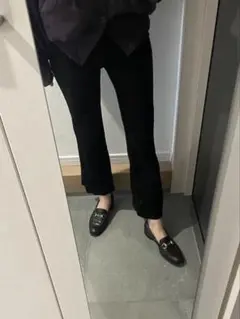 ダークブラウン レザー ローファー ゴールド金具