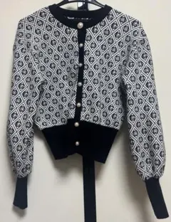 モノグラム柄ニットカーディガン