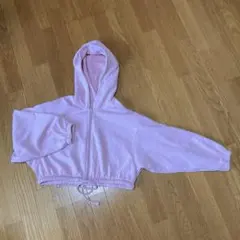 H&M ピンク フード付きクロップドパーカー XS