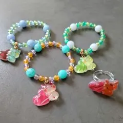 キッズブレスレット＆指輪　ねこチャーム