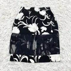 MOSCHINO タイトスカート バルーン 花柄 総柄 シアー フリンジ Mのサムネイル