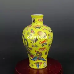 黄地琺瑯彩賞瓶 装飾品 花瓶 収集品 美品 景徳鎮 陶磁器 工芸品 美術品 置物 黄地琺瑯彩観音瓶 装飾品 花瓶 美品 景徳鎮 陶磁器 工芸
