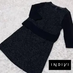 【INDIVI】インディヴィ ツイード ラメ入り セットアップ 36