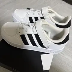 adidas ホワイト ブラック スニーカー ベルクロ　21センチ