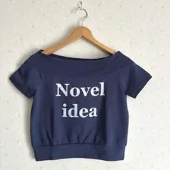 C.O.L.Z.A ネイビー オフショルダー クロップドカットソー M