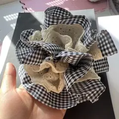 ギンガムチェック フリルシュシュ