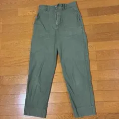 カーキ ワークパンツ サイドポケット付き