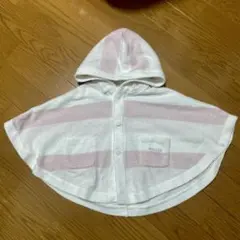 【ジェラピケ】ベビーポンチョ・マント ホワイト・ピンク 70-80　美品