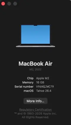 MacBook Air m2 13インチ16GB/512GB