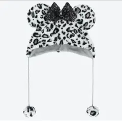 ヒョウ柄 ファンキャップ 白黒