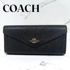 COACH 長財布 クロコ型押し ブラック - メルカリ