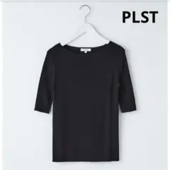 PLST UVレーヨンナイロンボートネックリブニット