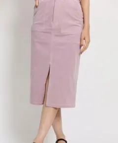 薄紫色　コーデュロイタイトスカート