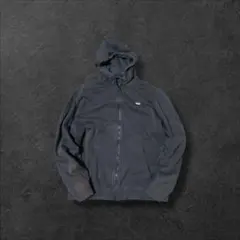 NIKE古着ジップアップパーカーフェード刺繍ロゴスウッシュフーディグレーB17