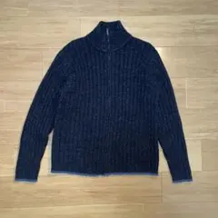 90〜00s J. CREW シェットランドウール フルジップニット 黒Mのサムネイル