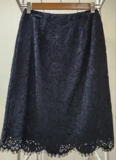 NATURAL BEAUTY BASIC ネイビーレーススカート Sサイズ