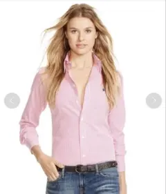 ☆美品　ポロラルフローレン　ストライプ　ピンクシャツ170