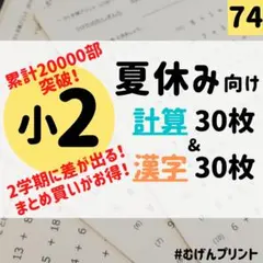 74.小学2年算数国語、足し算引き算筆算、朝学習、公文、漢字練習帳、七田、宿題のサムネイル