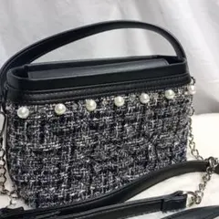 【美品】DIANA ダイアナ フリル ツイード ハンドバッグ ブラック 2way 美品】DIANA ダイアナ フリル ツイード ハンドバッグ ブラック 2way