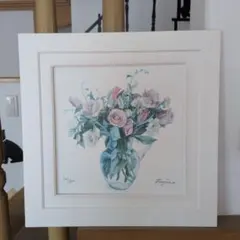 絵画 花 橋本不二子 ライラックの香り 植物画 インテリア 花瓶と
