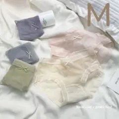 透け感お洒落な　レディースショーツ　　Mサイズ　5枚セット　まとめ売り