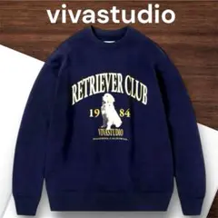 美品　vivastudio ビバスタジオ　スウェット　トレーナー　ネイビー　犬