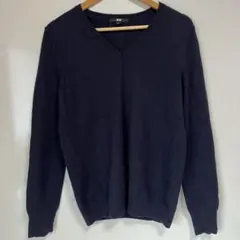 ユニクロ　カシミヤ100% Vネック　セーター　ウィメンズ　ネイビー　8
