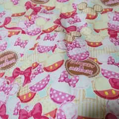 ディズニー　ミッキー　ミニー　モチーフ　生地　オックス　35×25