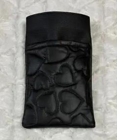 ナースポーチ・オーガナイザー（ハンドメイド） 合皮・黒&ハート圧着キルト　スリム