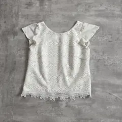 WILLSELECTION レーストップス 花柄 フリル袖 ホワイト M