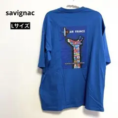 savignac サヴィニャック バックプリントTシャツ Lサイズ 青