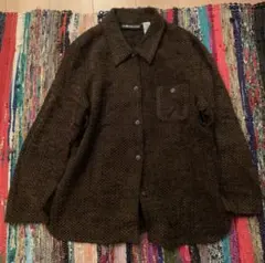 古着　ツイード 長袖シャツ ブラウン