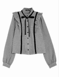 EATME ギンガムチェック リボン ブラウス