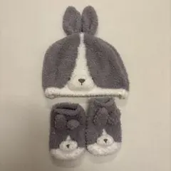 ジェラートピケ　ベビー帽子＆靴下セット　うさぎ