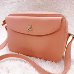 agnès b. アニエスベー レザー ショルダーバッグ ピンク ロゴ