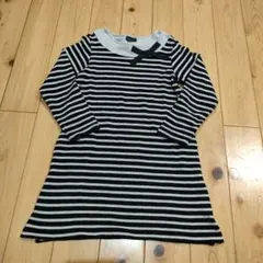 【美品】BeBe　べべ　ワンピース　黒　　　　ボーダー　綿100％　サイズ130