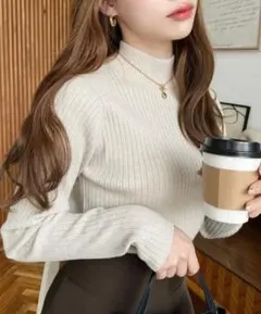 moment+ ニット セーター 12G ボトルネックラメニットプルオーバー