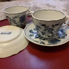 Blue Danube 花柄カップ・ソーサー 2個セット